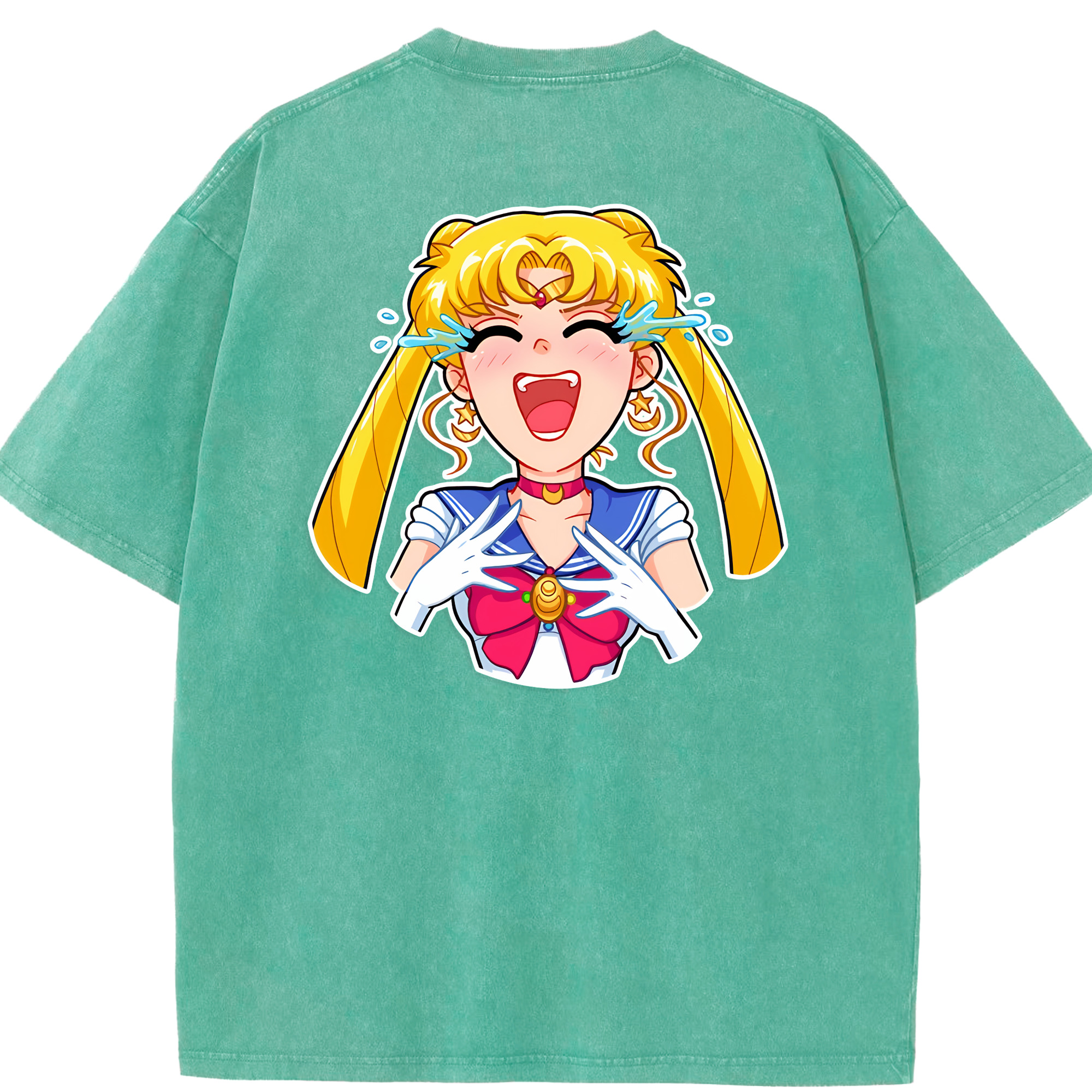 （画像用） 美少女戦士セーラームーン 月野 うさぎ つきの うさぎ Sailor Moon Tsukino Usagi 綿100% ヴィンテージ風 半袖Tシャツ（背面プリント）